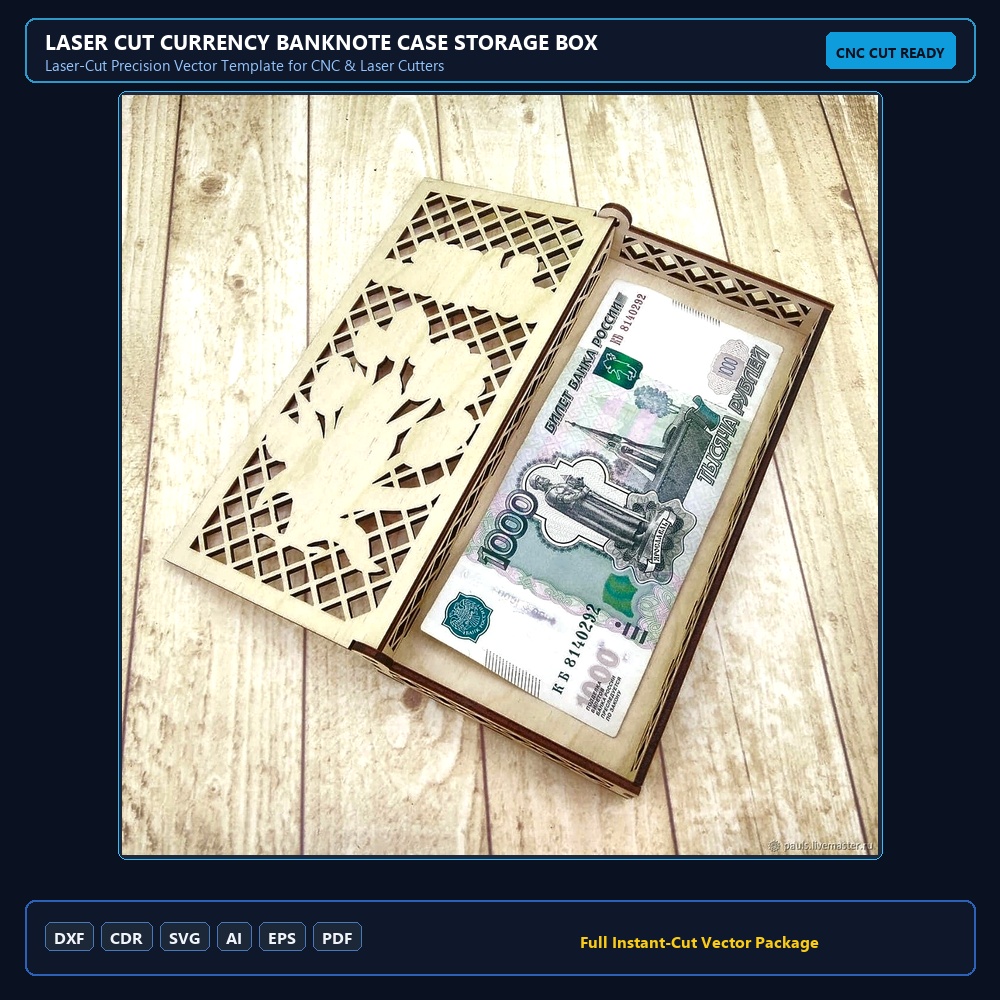 Laser Cut Currency Banknote Case Storage Box