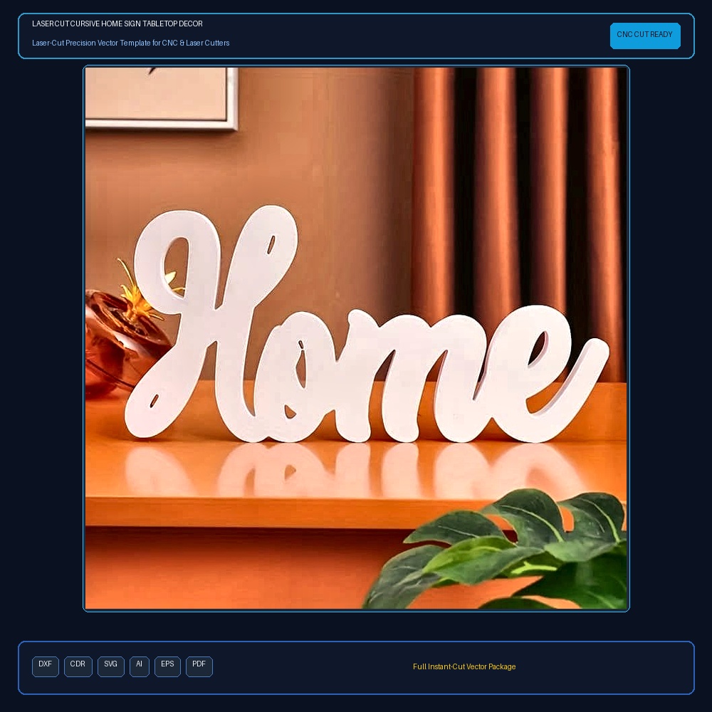 Laser Cut Cursive Home Sign Tabletop Decor