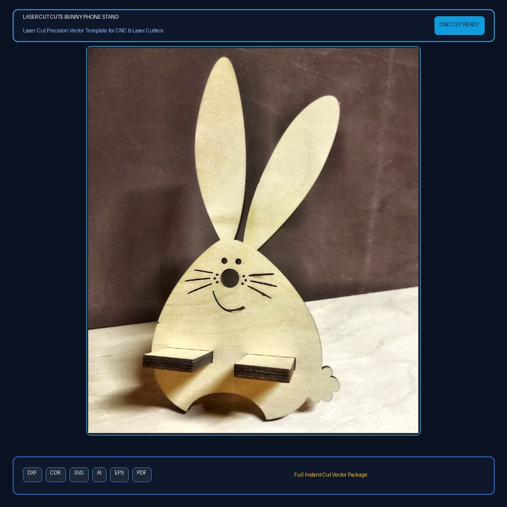 Laser Cut Cute Bunny Phone Stand