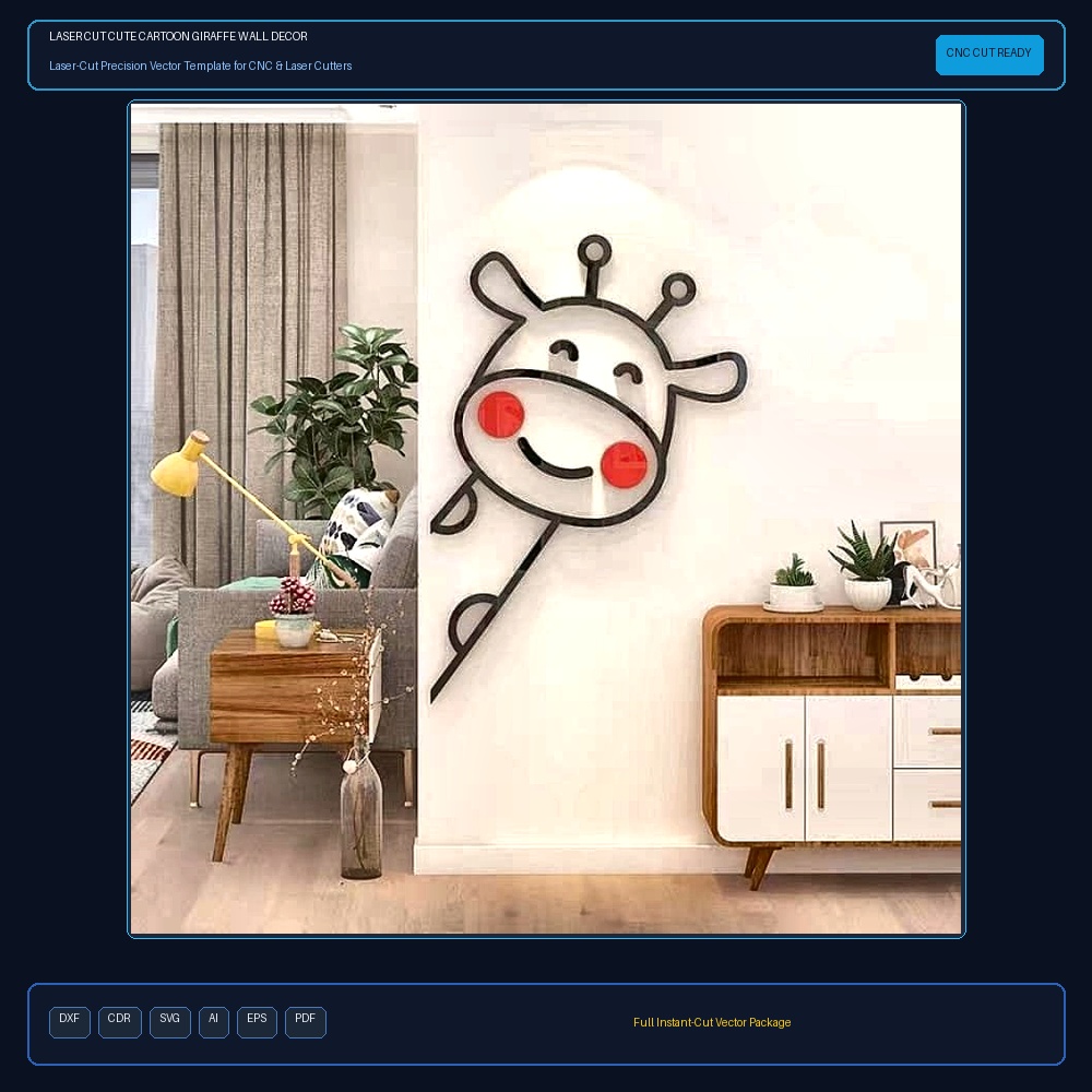 Laser Cut Cute Cartoon Giraffe Wall Decor