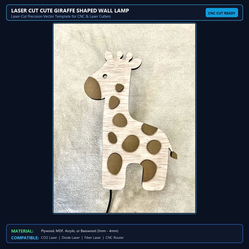 Laser Cut Cute Giraffe Shaped Wall Lamp View 2
