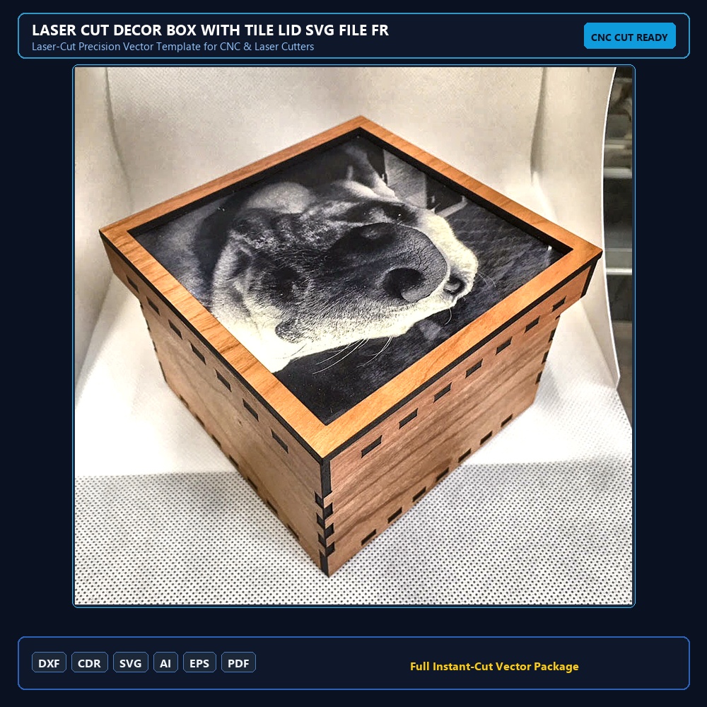Laser Cut Decor Box With Tile Lid SVG File Free Download - 3axis.co