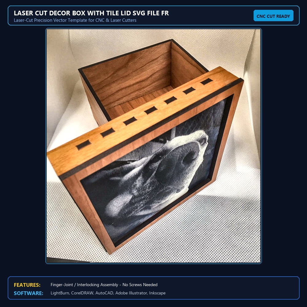 Laser Cut Decor Box With Tile Lid SVG File Free Download - 3axis.co View 3