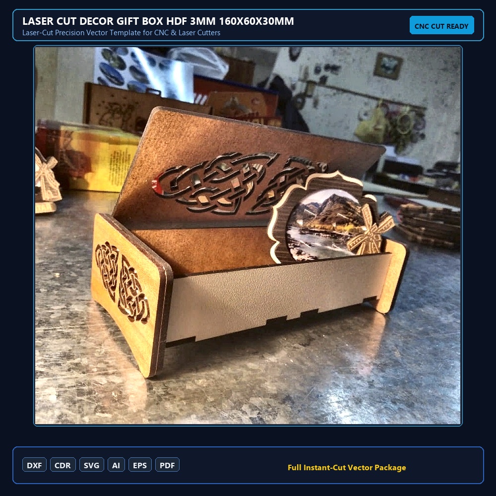 Laser Cut Decor Gift Box HDF 3mm 160x60x30mm