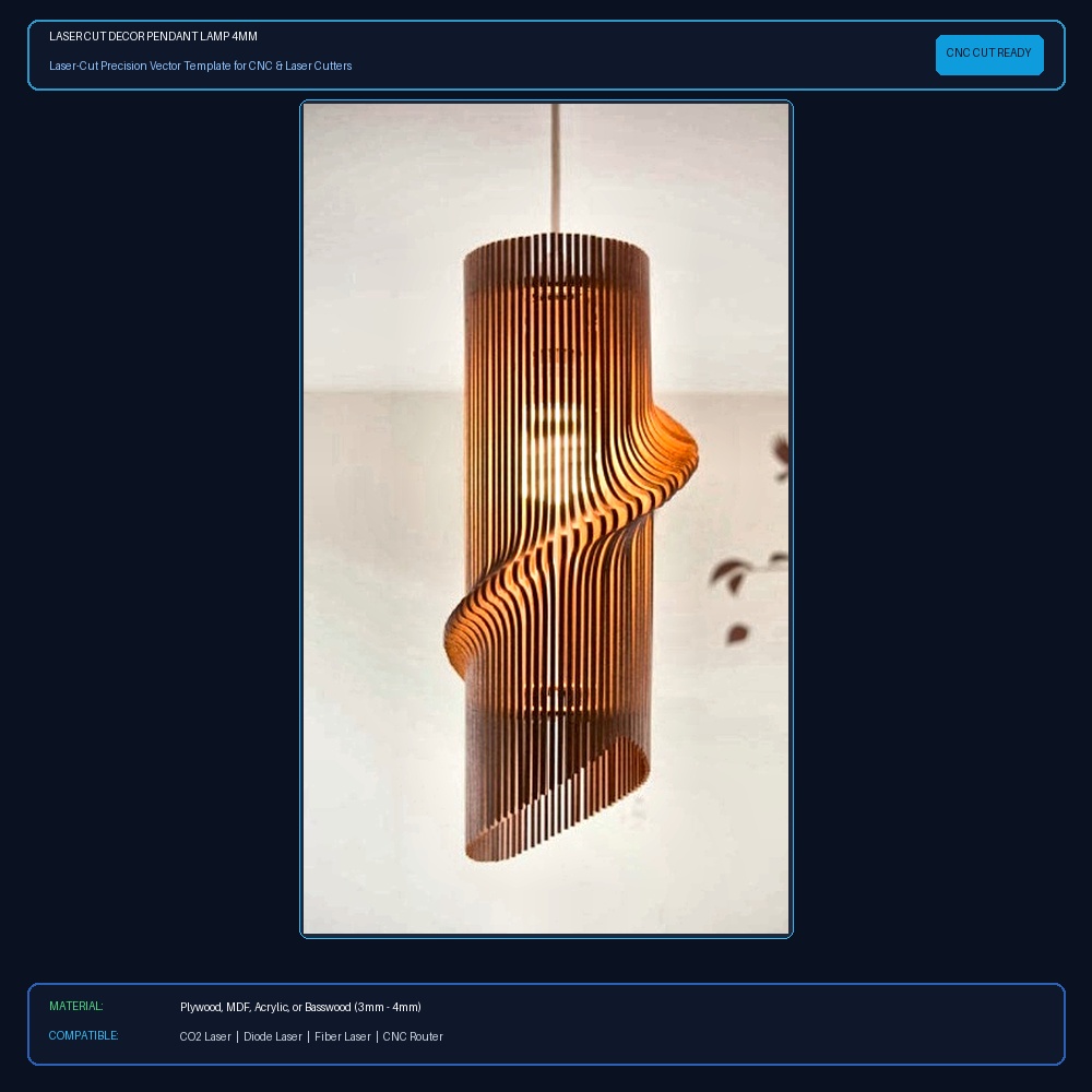 Laser Cut Decor Pendant Lamp 4mm View 2