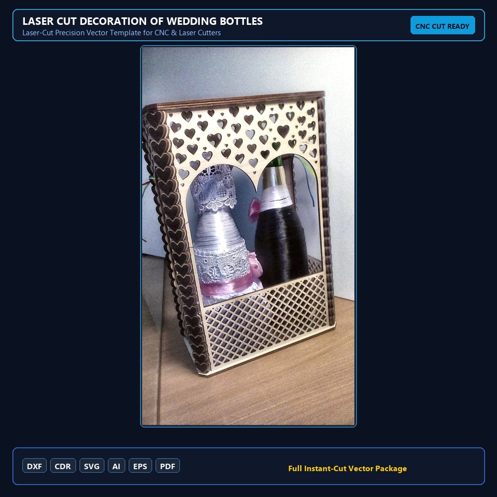Laser Cut Decoration of Wedding Bottles