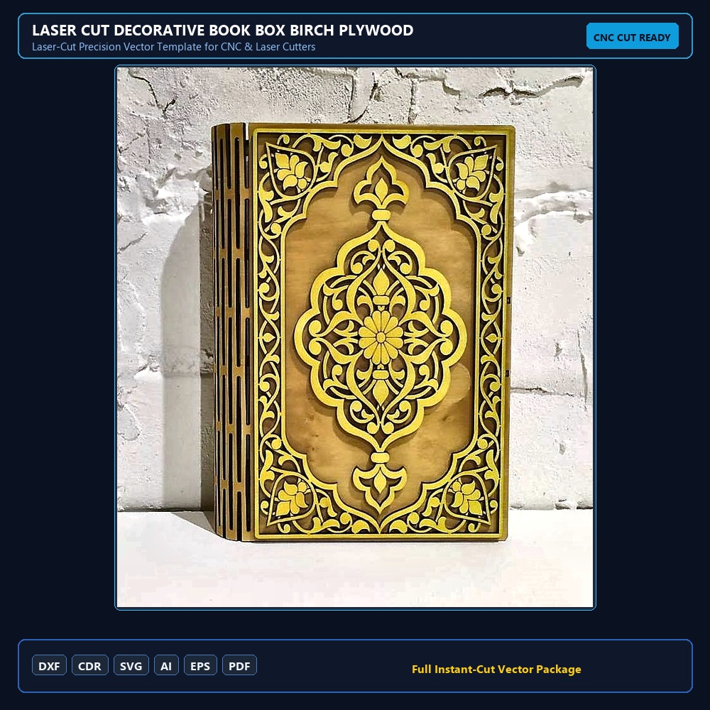Laser Cut Decorative Book Box Birch Plywood