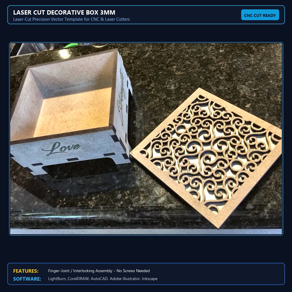 Laser Cut Decorative Box 3mm View 3