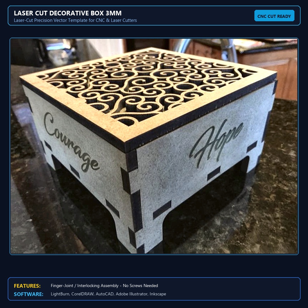 Laser Cut Decorative Box 3mm View 4