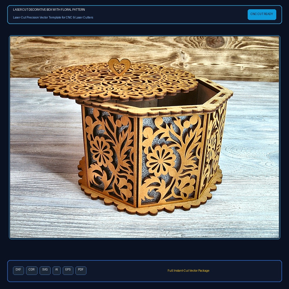 Laser Cut Decorative Box With Floral Pattern