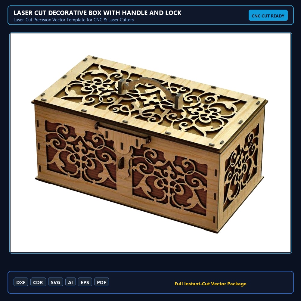 Laser Cut Decorative Box With Handle And Lock