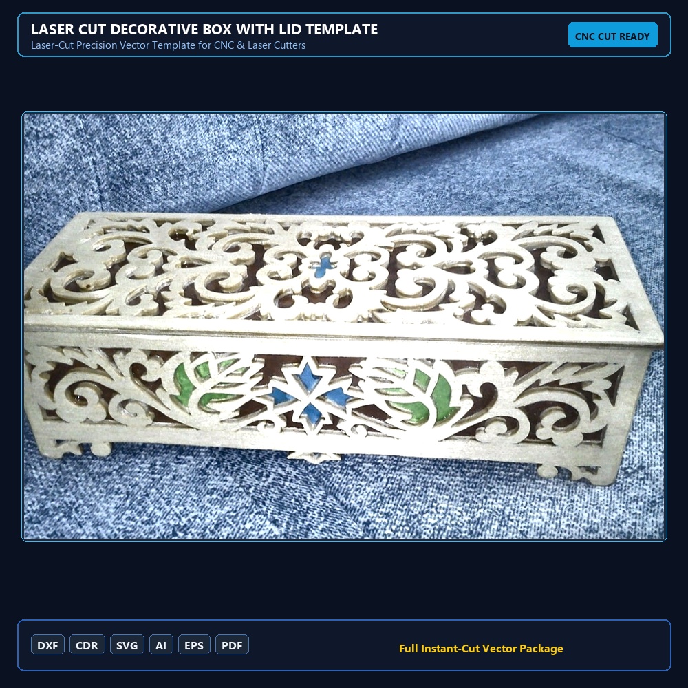 Laser Cut Decorative Box with Lid Template