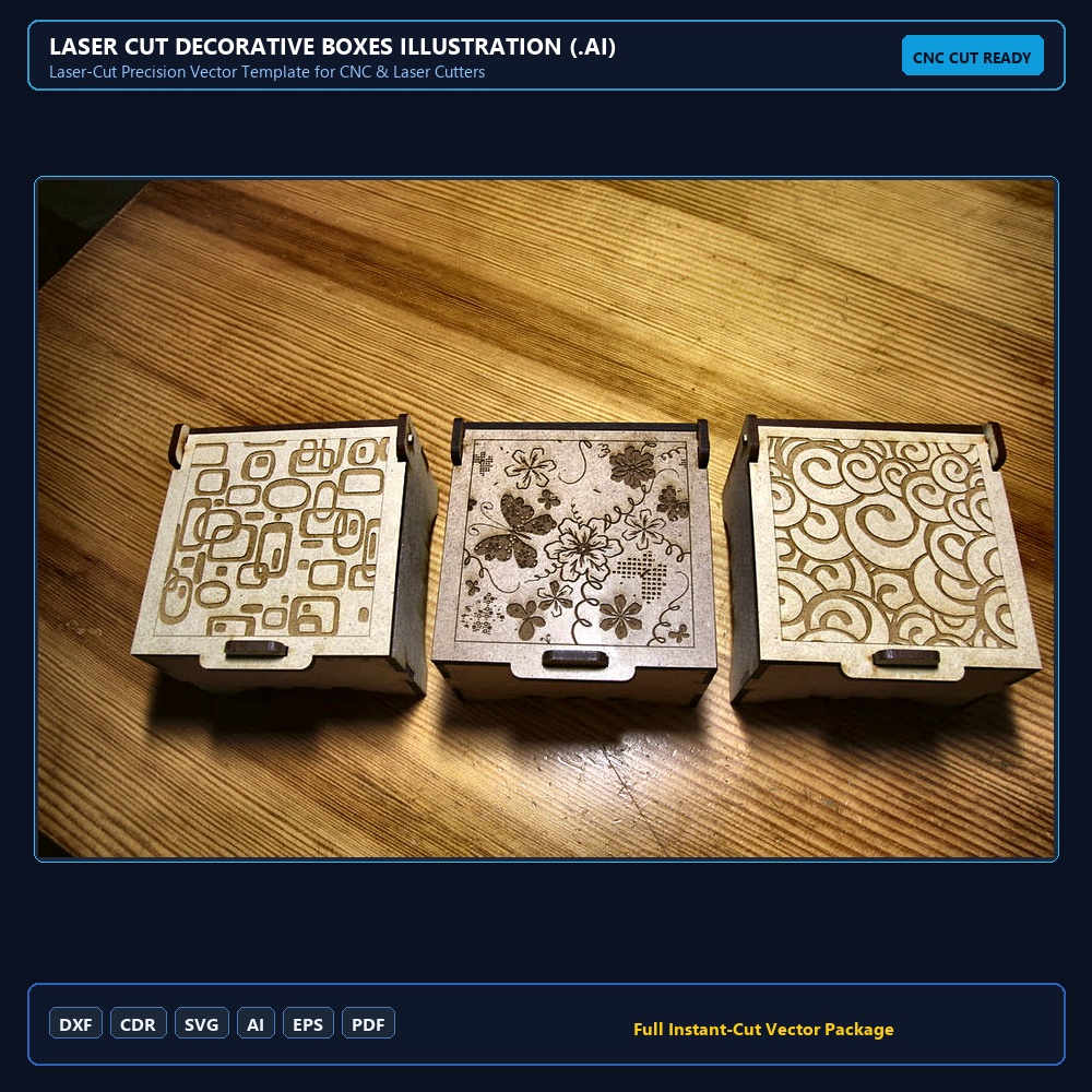 Laser Cut Decorative Boxes Illustration (.ai) vector file free download - 3axis.co