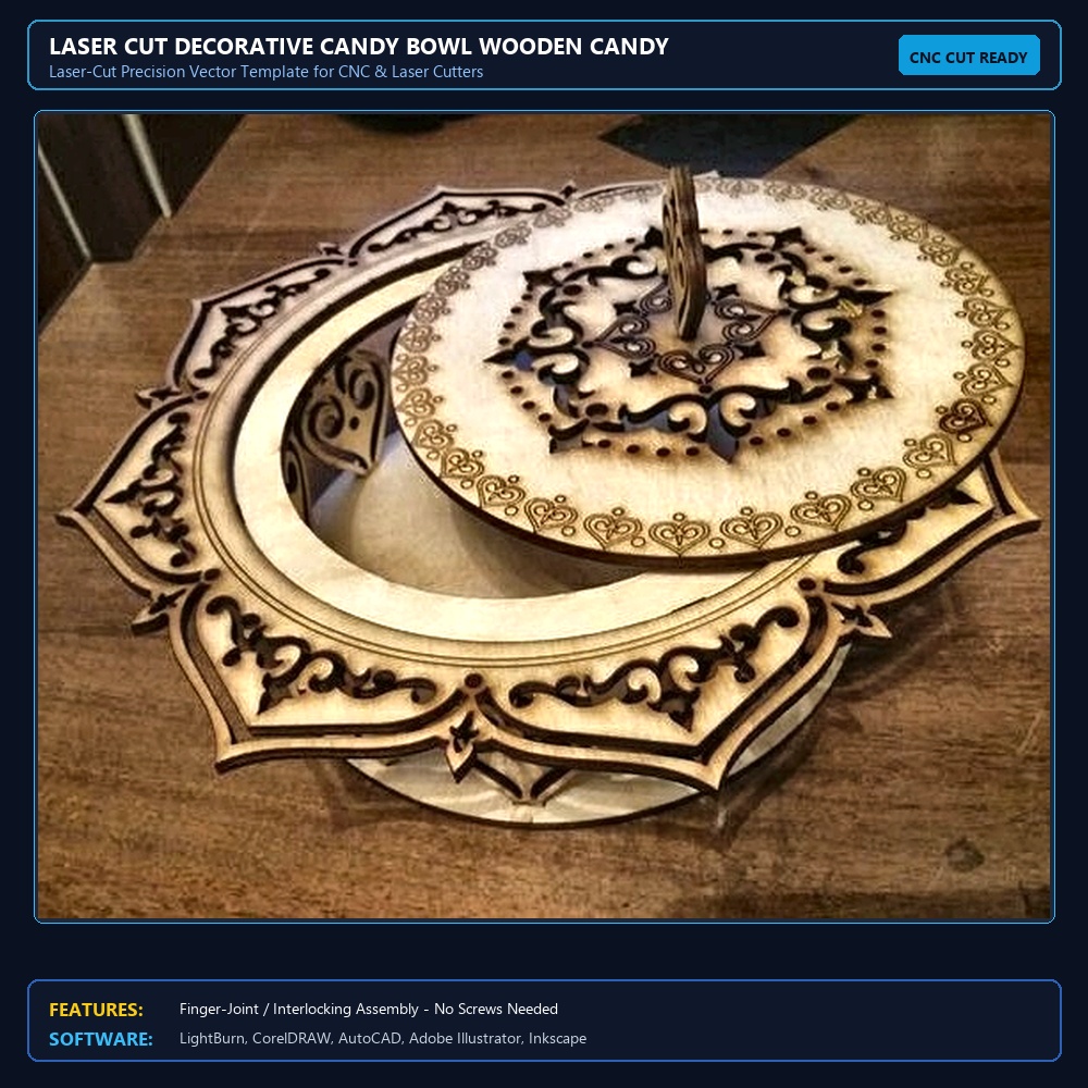 Laser Cut Decorative Candy Bowl Wooden Candy Dish View 3