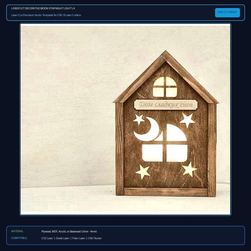 Laser Cut Decorative Moon Star Night Light Lamp View 2