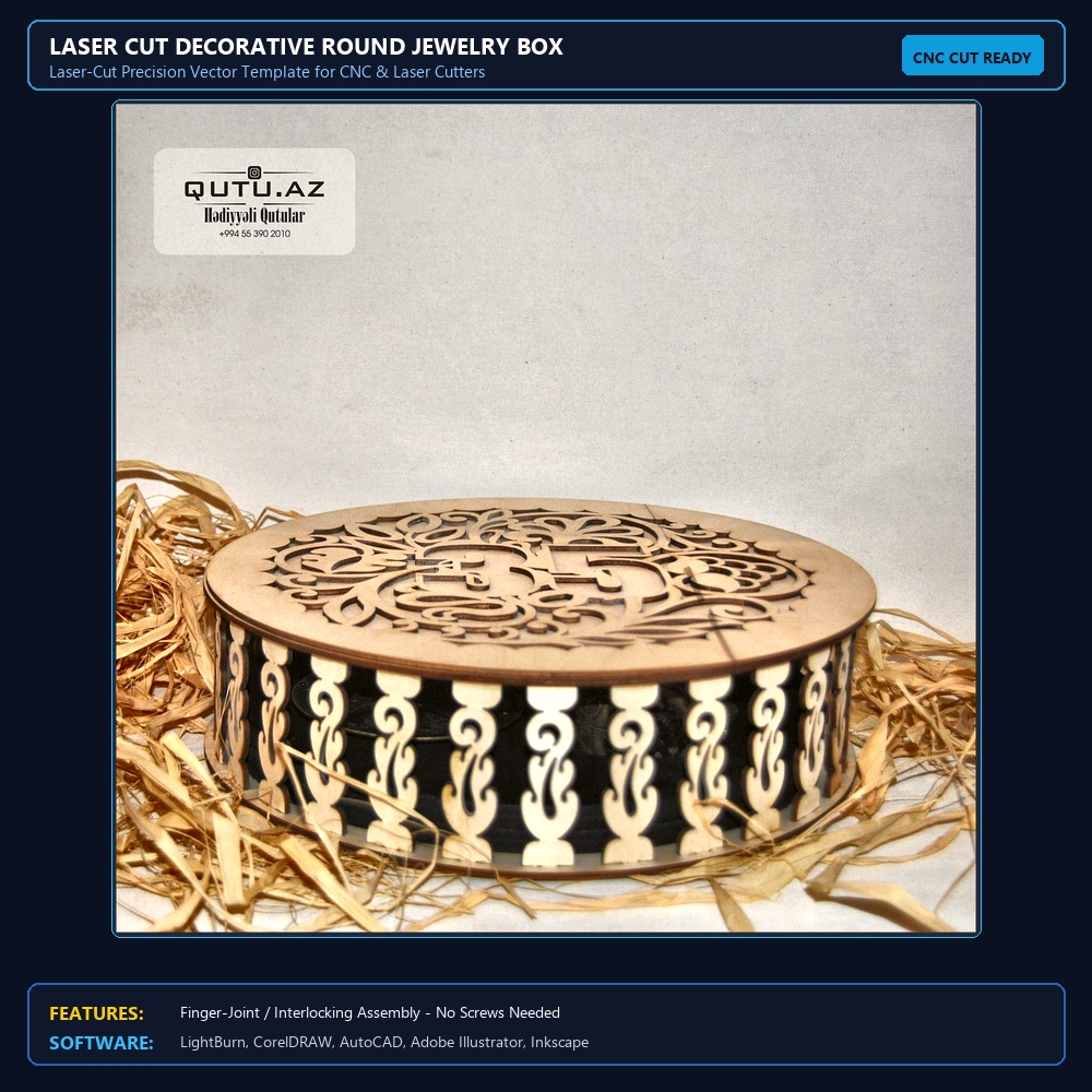 Laser Cut Decorative Round Jewelry Box View 3