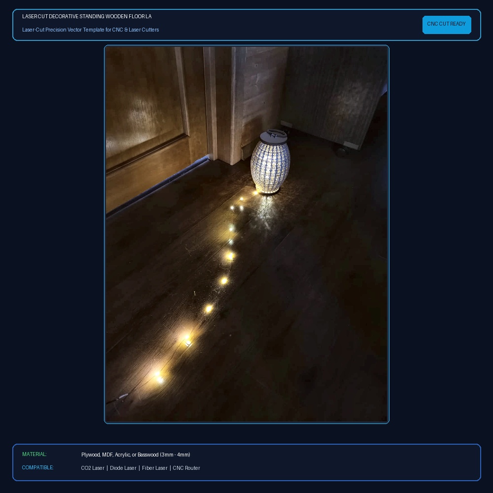 Laser Cut Decorative Standing Wooden Floor Lamp DXF File Free Download - 3axis.co View 2