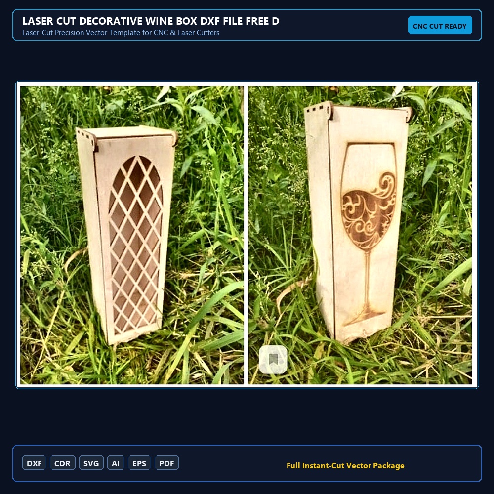 Laser Cut Decorative Wine Box DXF File Free Download - 3axis.co