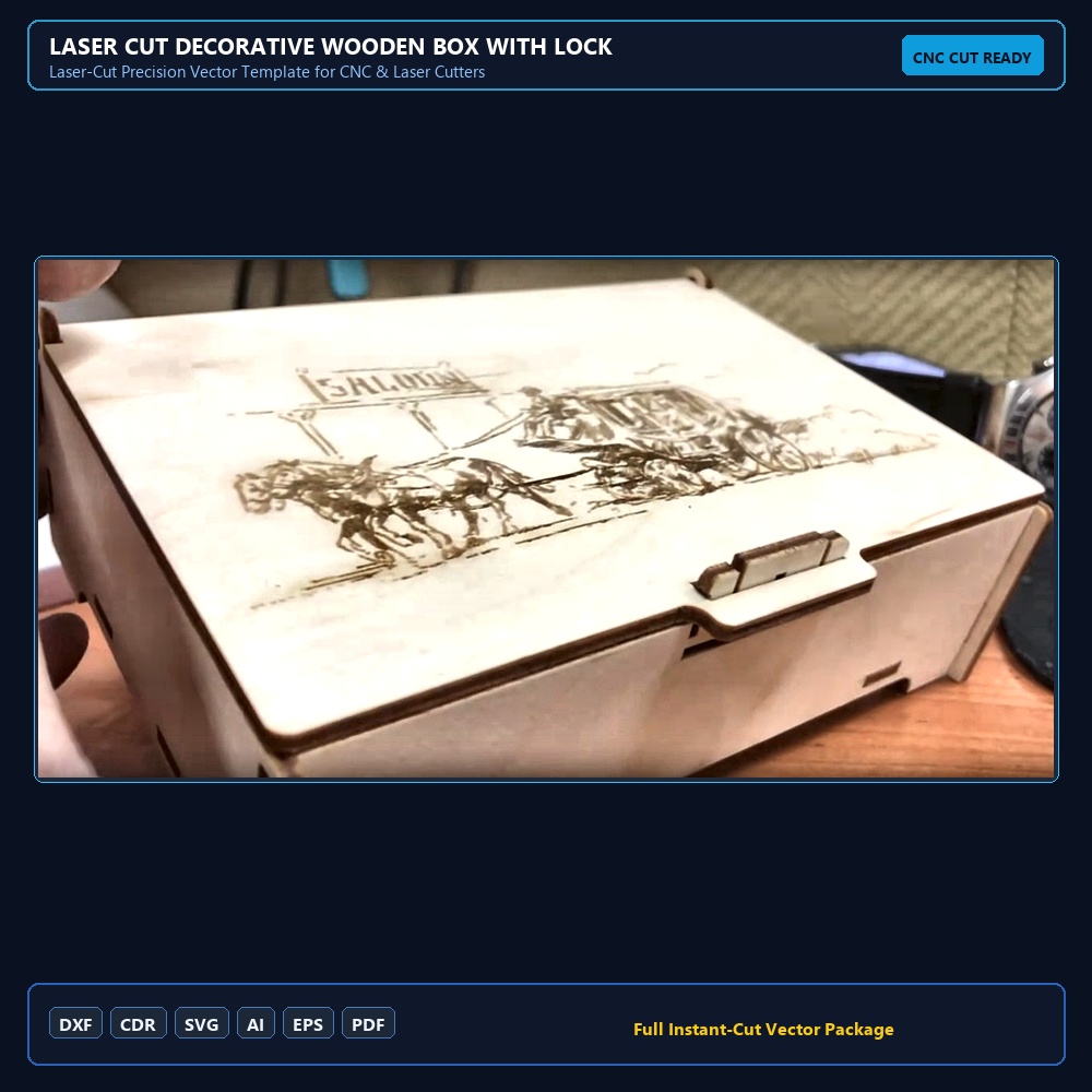 Laser Cut Decorative Wooden Box With Lock