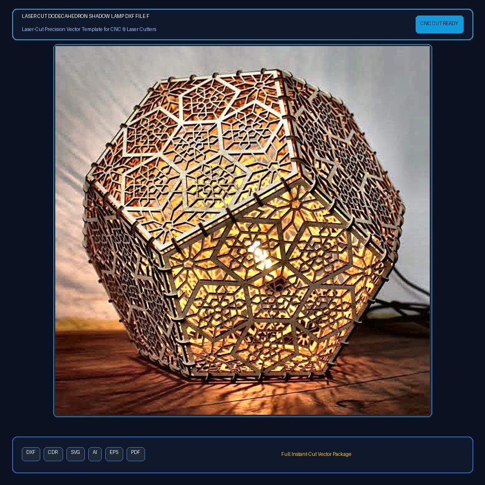Laser Cut Dodecahedron Shadow Lamp DXF File Free Download - 3axis.co