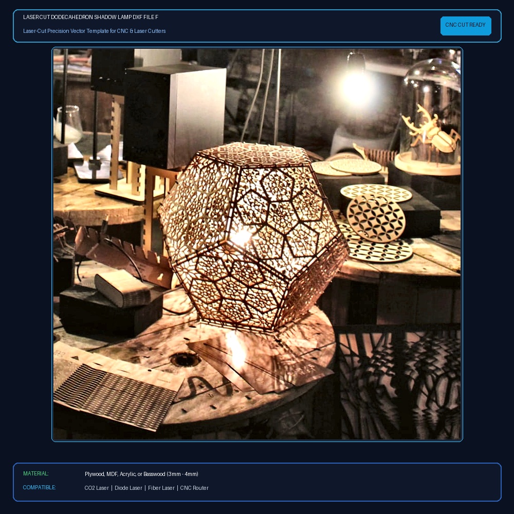Laser Cut Dodecahedron Shadow Lamp DXF File Free Download - 3axis.co View 2