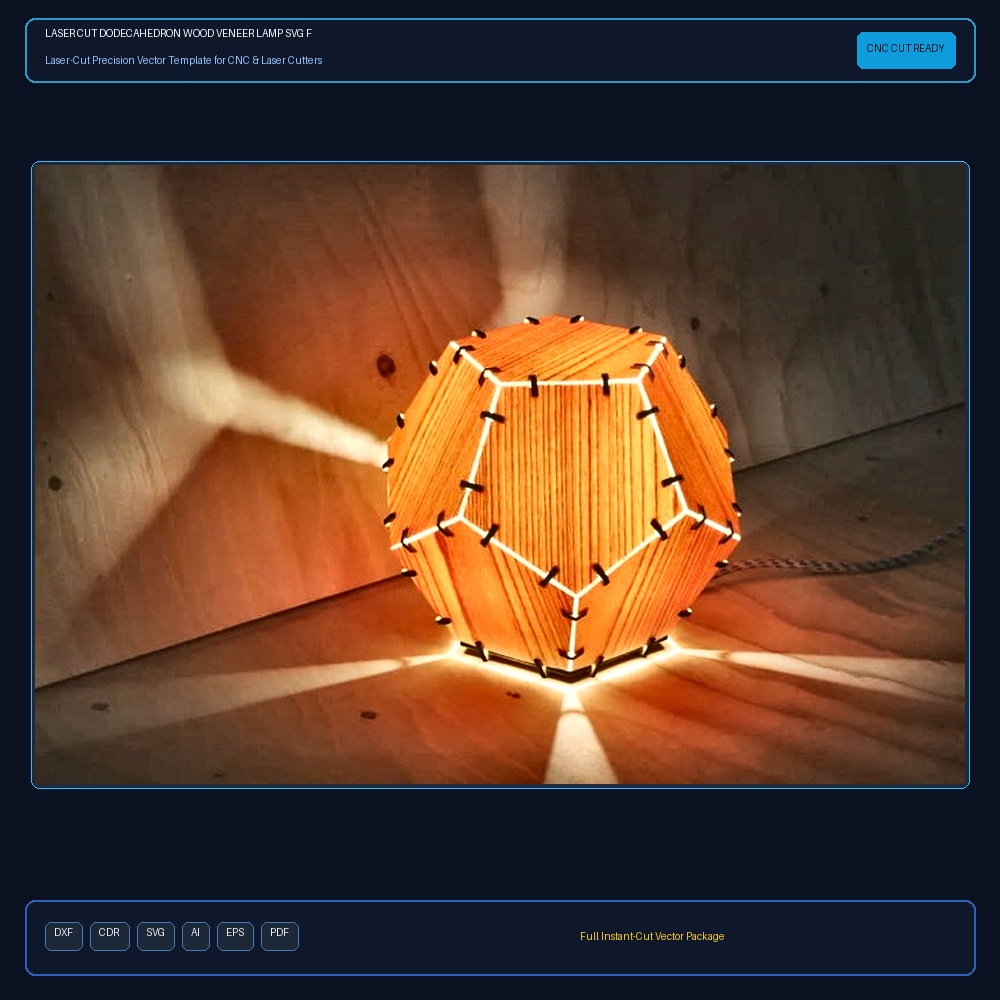 Laser Cut Dodecahedron Wood Veneer Lamp SVG File Free Download - 3axis.co