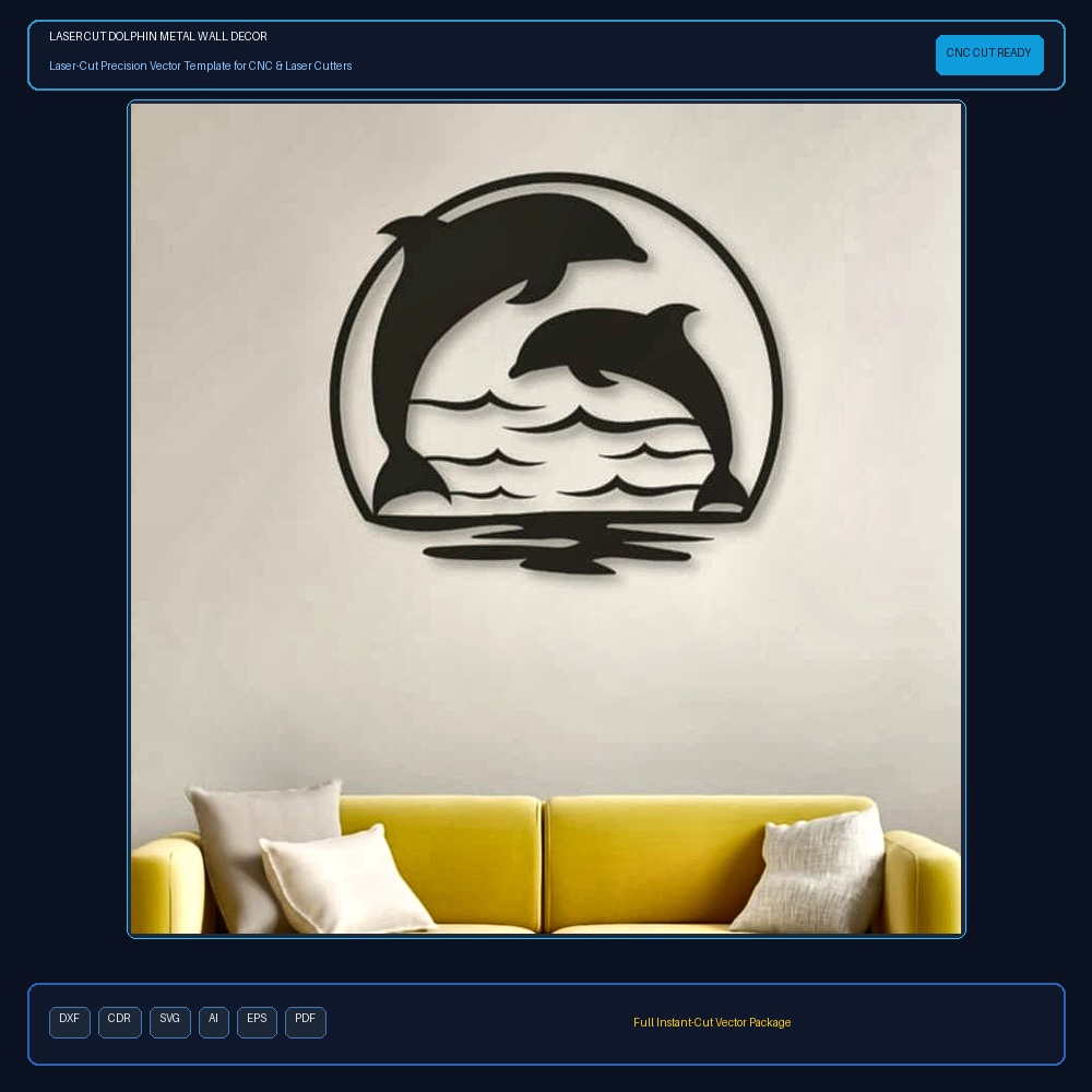 Laser Cut Dolphin Metal Wall Decor