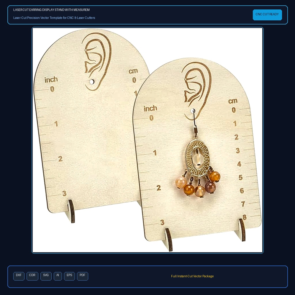 Laser Cut Earring Display Stand With Measurement