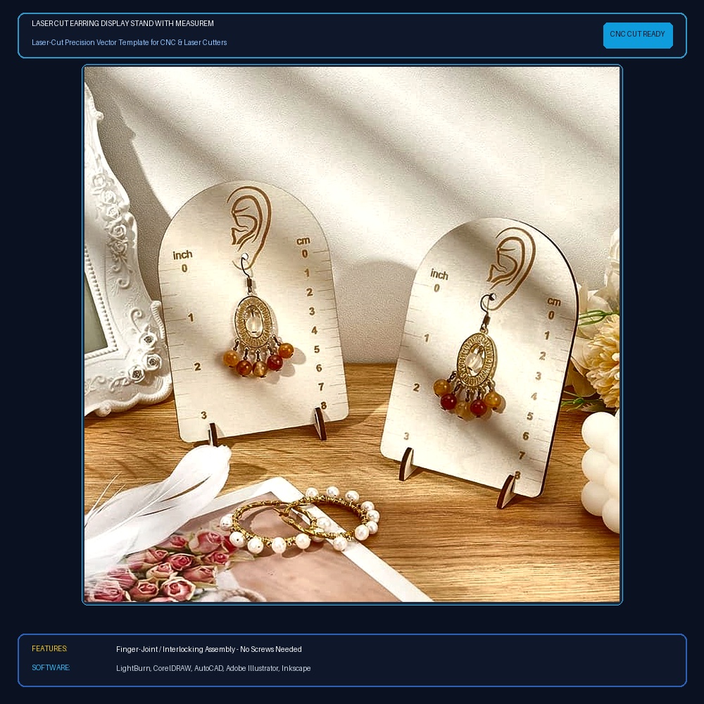 Laser Cut Earring Display Stand With Measurement View 3