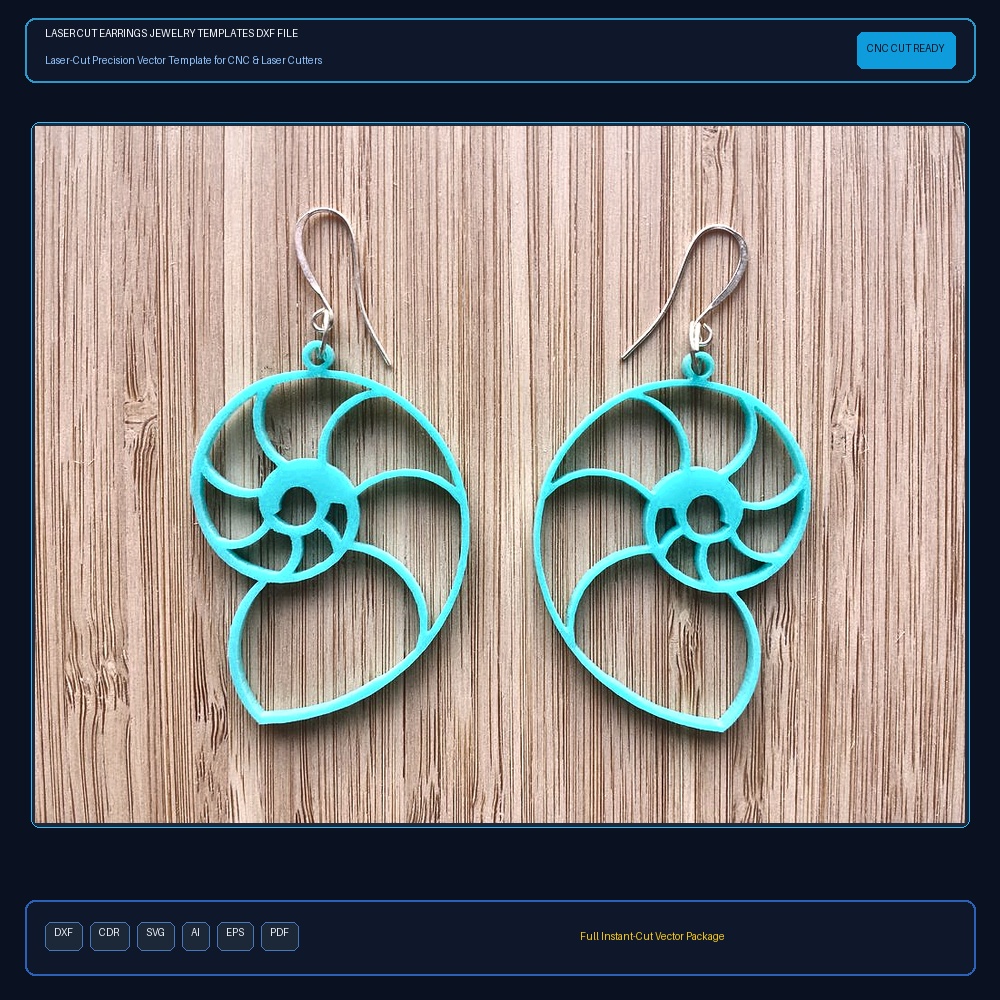 Laser Cut Earrings Jewelry Templates DXF File Free Download - 3axis.co