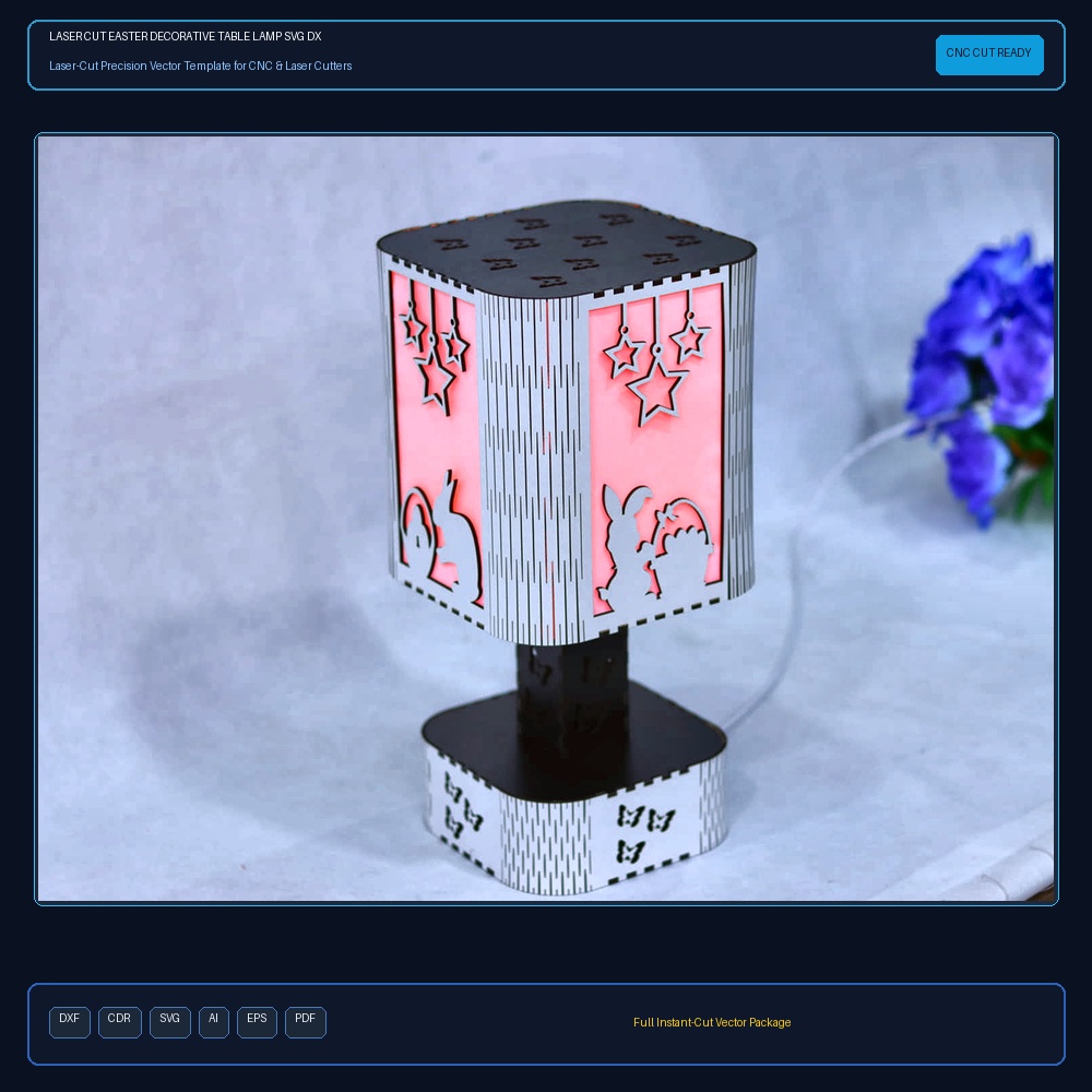 Laser Cut Easter Decorative Table Lamp SVG DXF CDR AI PDF Free Download - 3axis.co