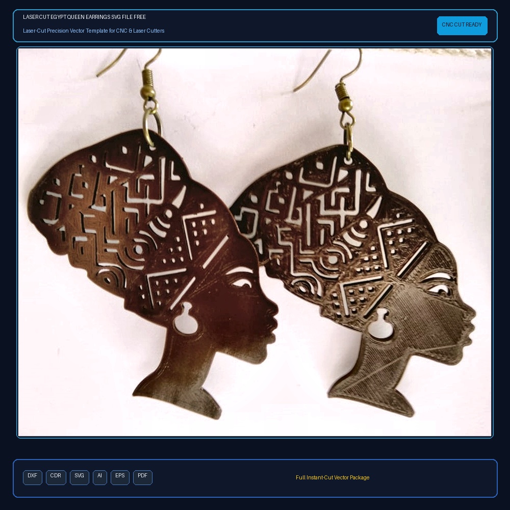 Laser Cut Egypt Queen Earrings SVG File Free Download - 3axis.co