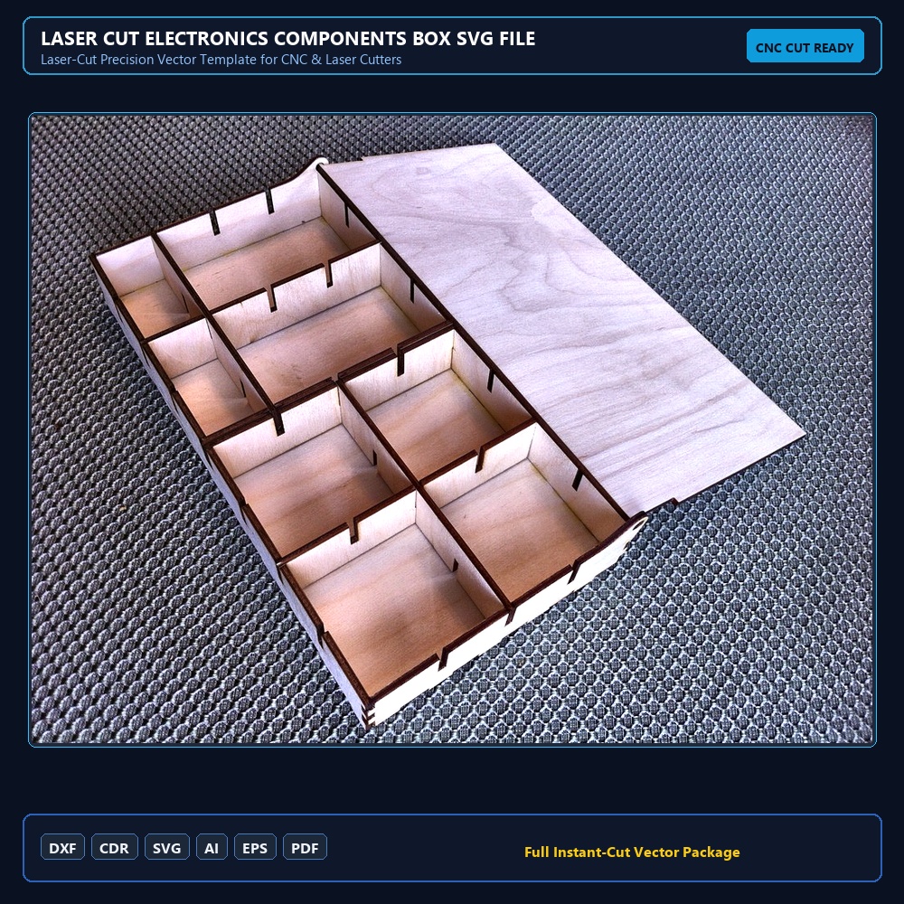 Laser Cut Electronics Components Box SVG File Free Download - 3axis.co