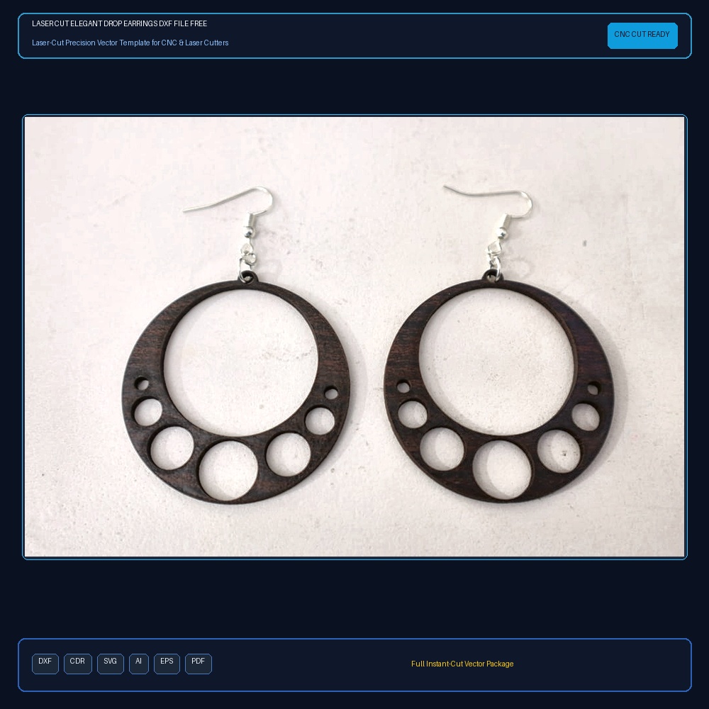 Laser Cut Elegant Drop Earrings DXF File Free Download - 3axis.co
