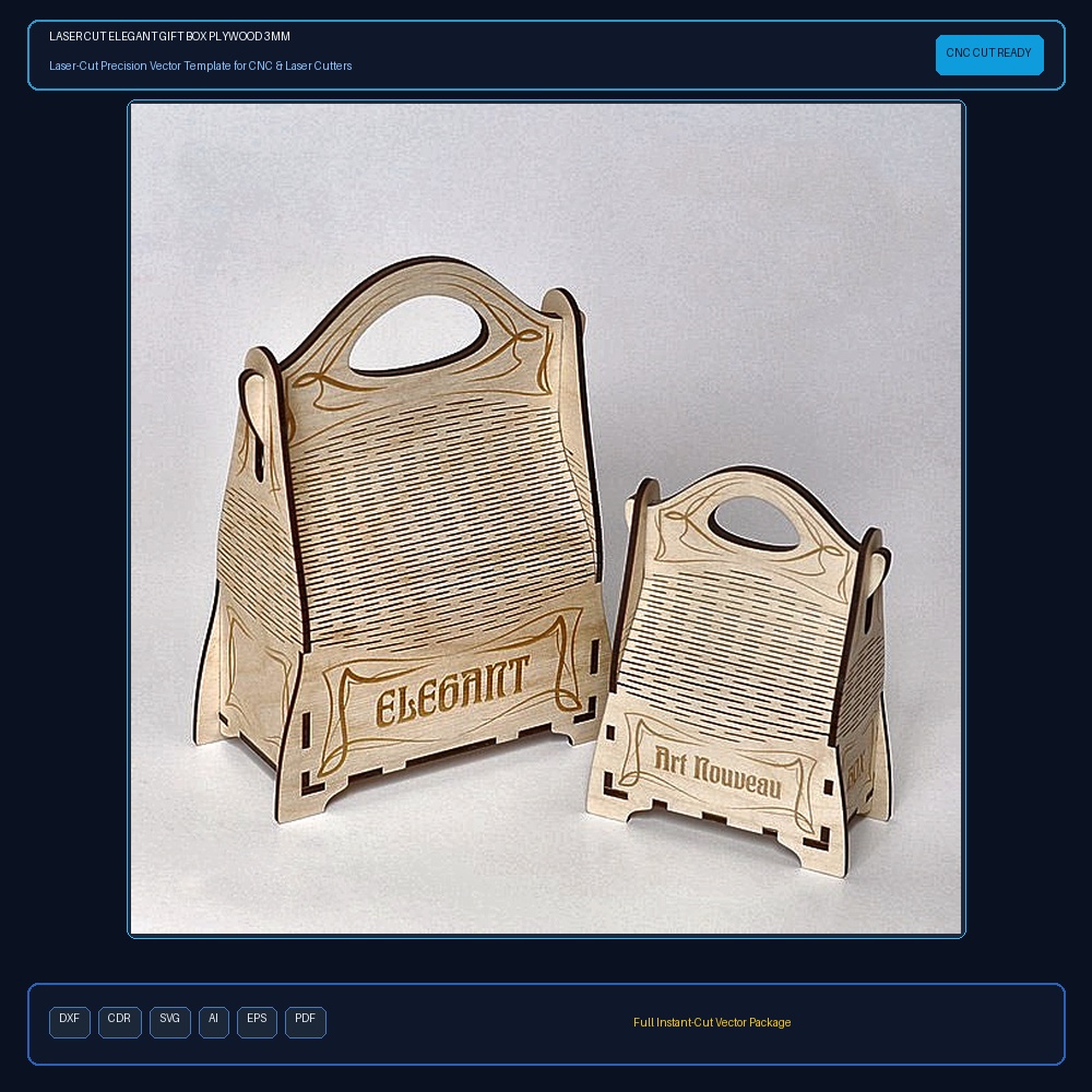 Laser Cut Elegant Gift Box Handbag Tote Plywood 3mm