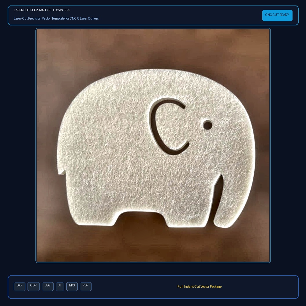 Laser Cut Elephant Felt Coasters
