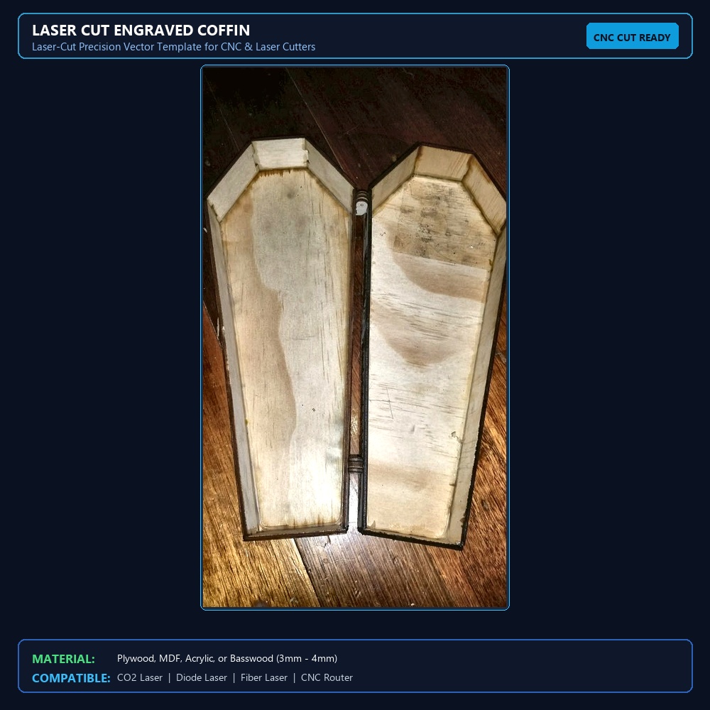 Laser Cut Engraved Coffin View 2
