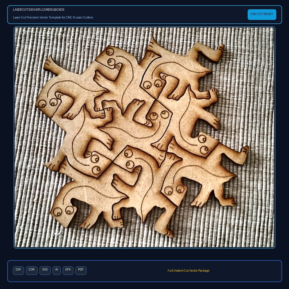 Laser Cut Escher Lizards Geckos