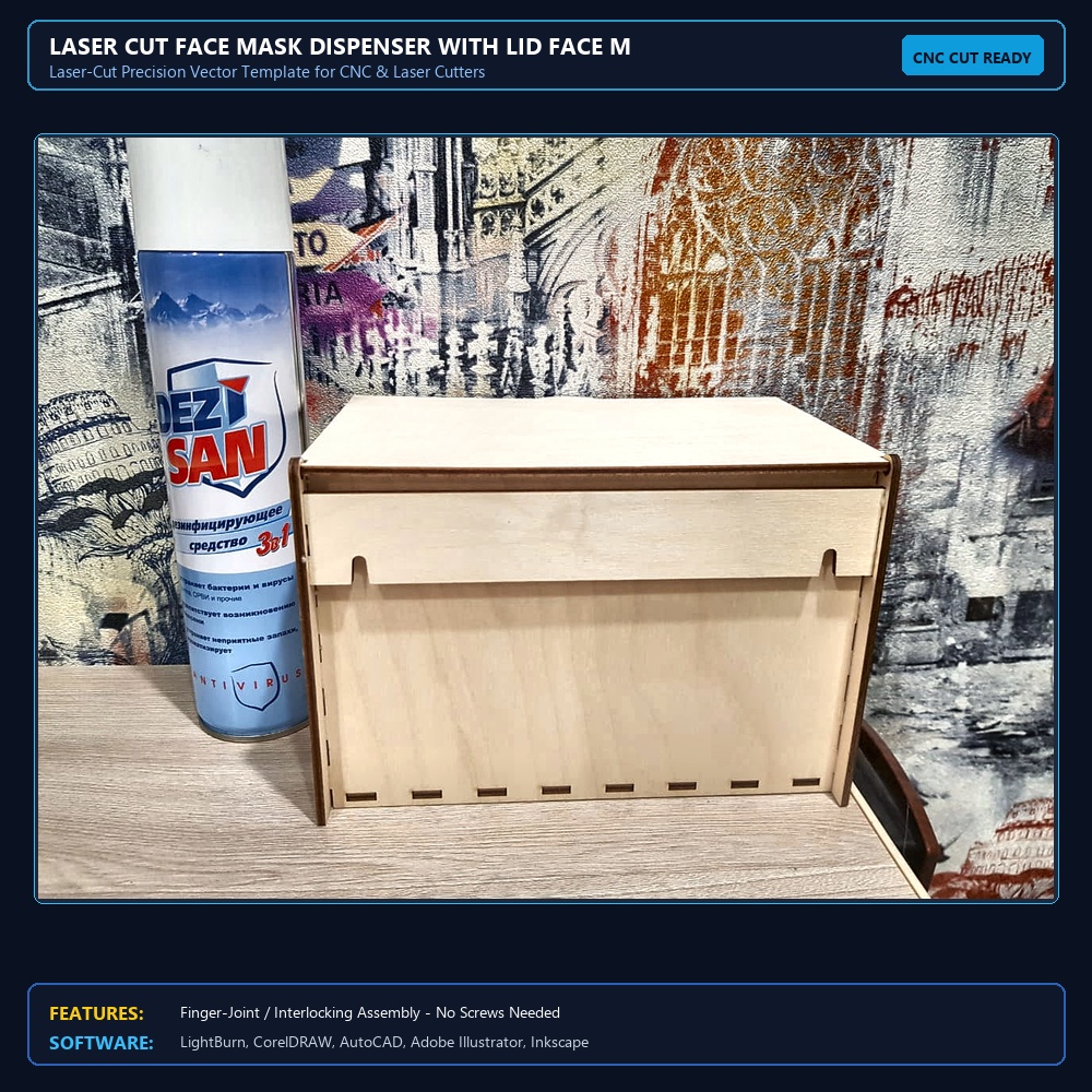Laser Cut Face Mask Dispenser With Lid Face Mask Storage Box View 4
