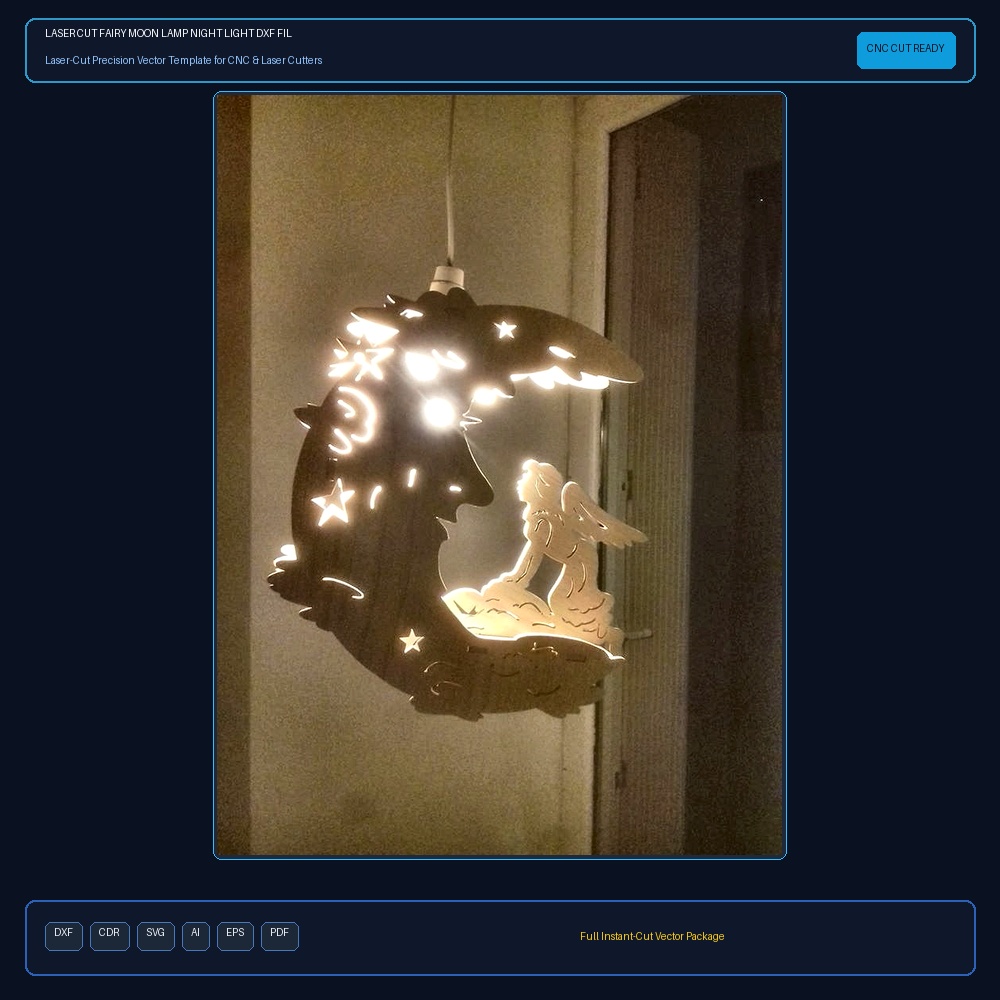 Laser Cut Fairy Moon Lamp Night Light DXF File Free Download - 3axis.co