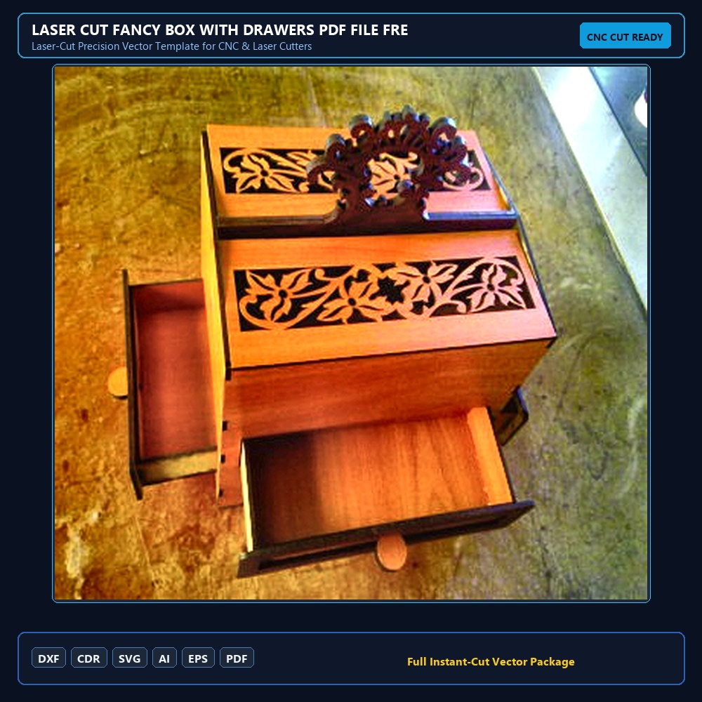 Laser Cut Fancy Box with Drawers PDF File Free Download - 3axis.co