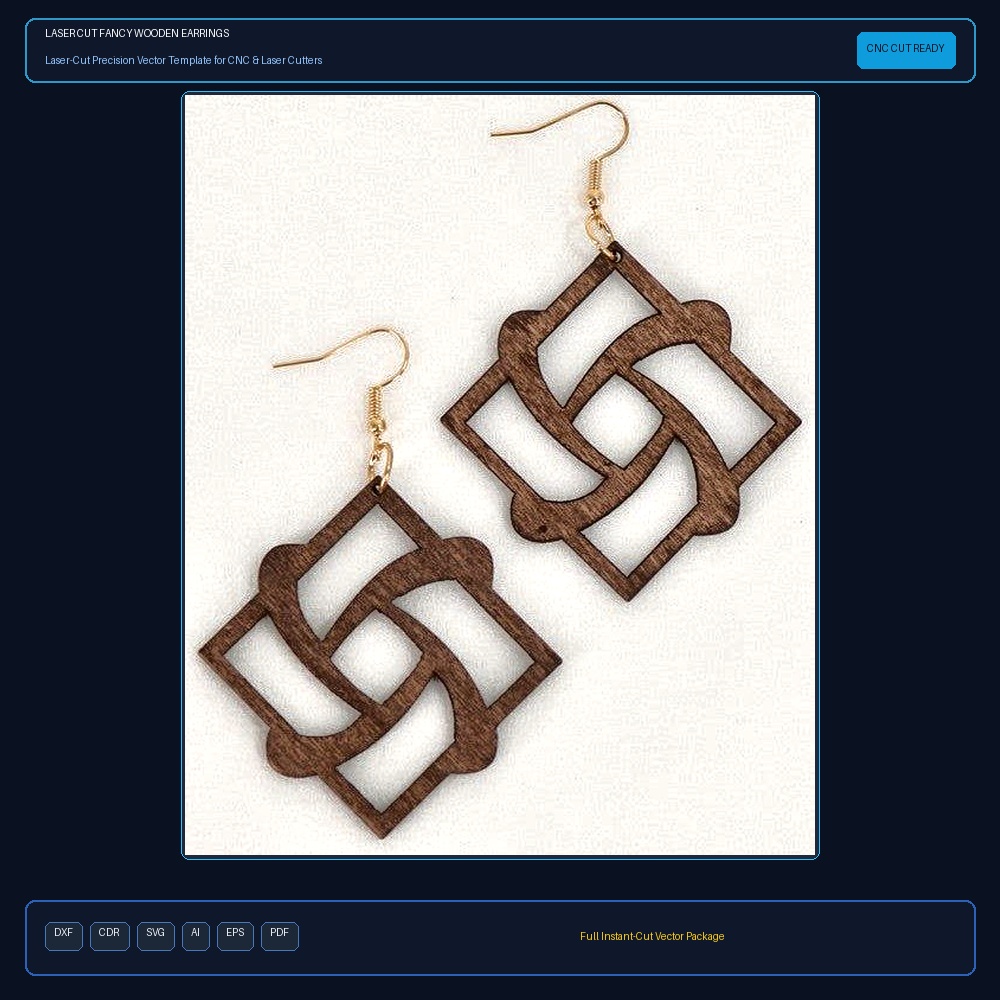 Laser Cut Fancy Wooden Earrings
