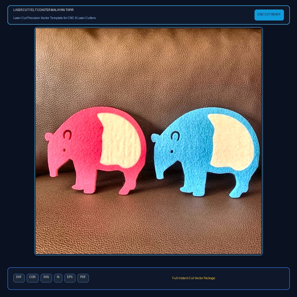 Laser Cut Felt Coaster Malayan Tapir