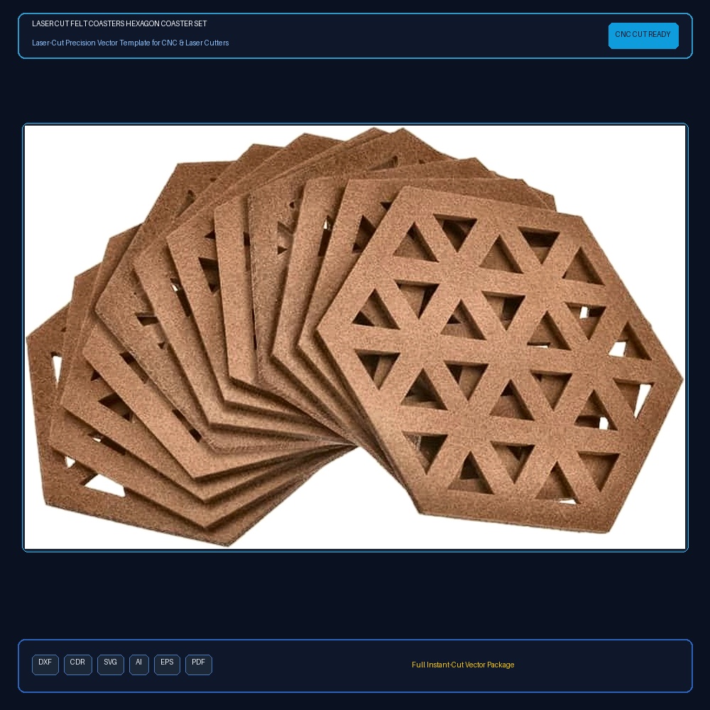 Laser Cut Felt Coasters Hexagon Coaster Set