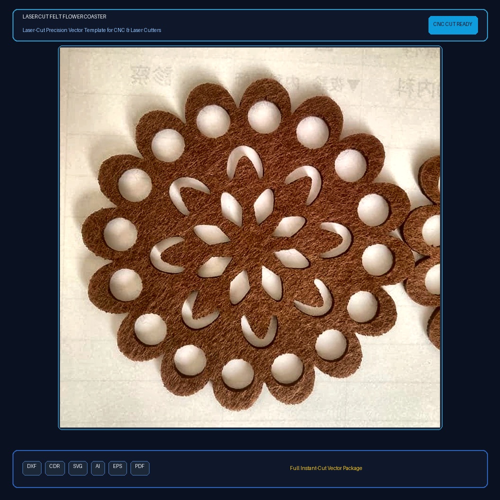 Laser Cut Felt Flower Coaster