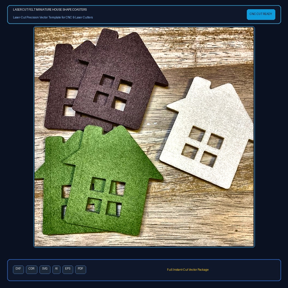 Laser Cut Felt Miniature House Shape Coasters