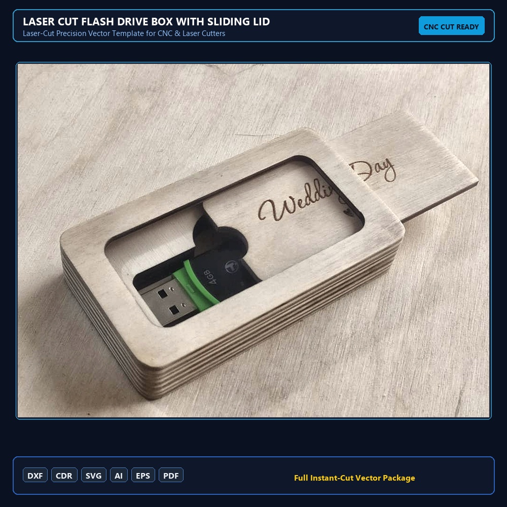 Laser Cut Flash Drive Box with Sliding Lid