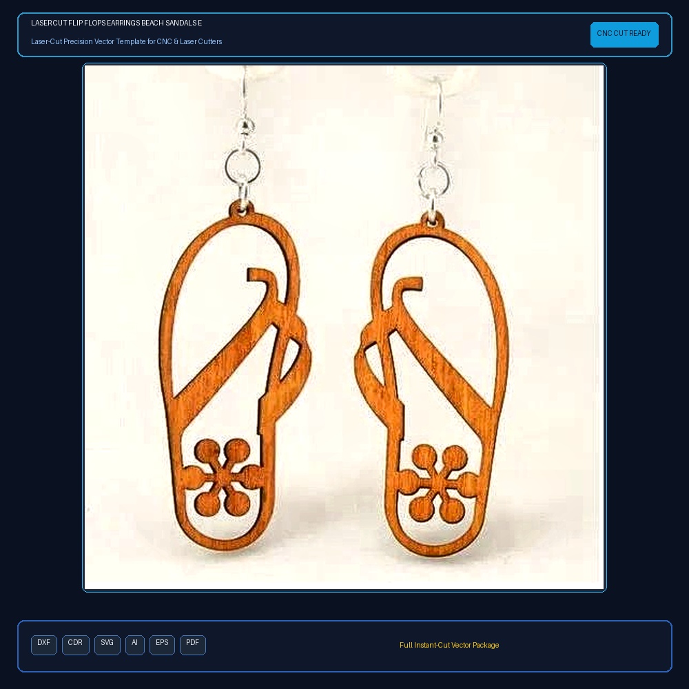 Laser Cut Flip Flops Earrings Beach Sandals Earrings Summer Earrings DXF File Free Download - 3axis.co