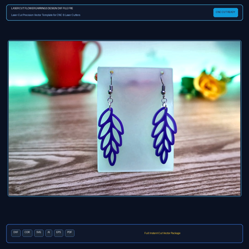 Laser Cut Flower Earrings Design DXF File Free Download - 3axis.co