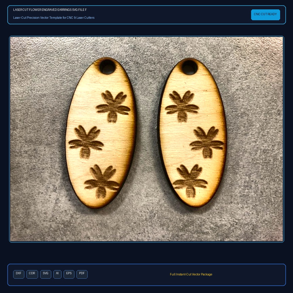 Laser Cut Flower Engraved Earrings SVG File Free Download - 3axis.co